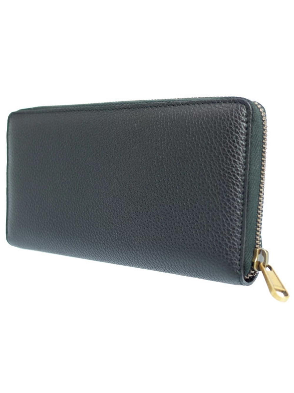 Gucci Leather Long Around Zipper Zip Wallet Round Black